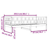 ZNTS Day Bed without Mattress Wax Brown 90x200 cm Solid Wood Pine 844408