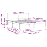 Bed Frame with Headboard Wax Brown 180 x 200 cm Solid Pine Wood 863986