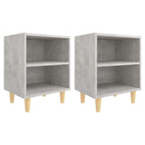 Bed Cabinets with Solid Wood Leg 2 pcs Concrete Grey 40x30x50cm 805788