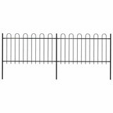 Garden Fence with Hoop Top Steel 359x100 cm Black 277657