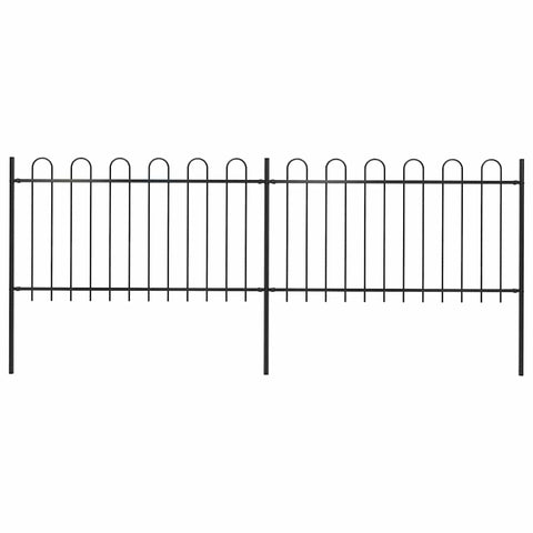 Garden Fence with Hoop Top Steel 359x100 cm Black 277657