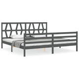 Bed Frame without Mattress Grey 200x200 cm Solid Wood 3194398