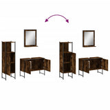 3 Piece Bathroom Cabinet Set Smoked Oak Engineered Wood 3214351