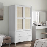 Wardrobe SENJA Rattan Look White 90x55x175 cm Solid Wood Pine 358035