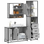 ZNTS 3 Piece Bathroom Furniture Set Grey Sonoma Engineered Wood 3301163