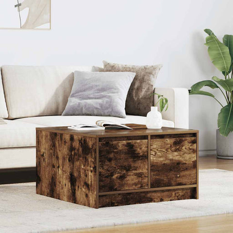 ZNTS Coffee Table with Drawers Smoked Oak 70.5x70x40 cm 3328412