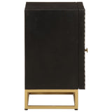 ZNTS Bedside Cabinet Black 40x30x50 cm Solid Wood Mango and Iron 372024