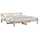Bed Frame with Headboard Natural 200 x 200 cm Solid Pine Wood 872638