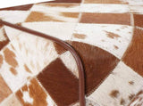 Bench 110 x 30 x 45 cm Real Leather Brown Patchwork 42042115