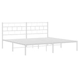 Metal Bed Frame without Mattress with Headboard White 193x203cm 355714