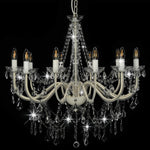 Chandelier with Beads White 12 x E14 Bulbs 281608