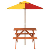 Picnic Table for 4 Kids with Umbrella Solid Wood Fir 3281615