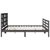Bed Frame without Mattress Grey 200x200 cm Solid Wood 3193943