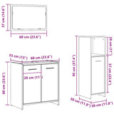 3 Piece Bathroom Furniture Set Concrete Grey Engineered Wood 3324851