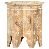 ZNTS Hand-painted Side Table 38x33x42 cm Solid Mango Wood 285880