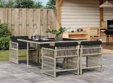 5 Piece Garden Dining Set with Cushions Light Grey Poly Rattan 3211619
