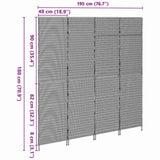 Room Divider Folding Manual Grey 195 x 180 cm Poly Rattan 42003674