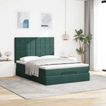 ZNTS Ottoman Bed with Mattresses Dark Green 140x200cm Velvet 3313478