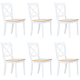 Dining Chairs 6 pcs White and Light Wood Solid Rubber Wood 277544