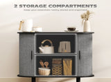 Tambour Sideboard with Fluted Sliding Doors, Modern Kitchen Cupboard with Storage Shelves and Wooden T3398P424866