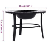 Mosaic Fire Pit Black and White 68cm Ceramic 46721