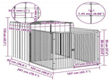 Dog House with Run Anthracite 110x201x110 cm Galvanised Steel 172357