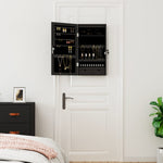 Mirror Jewellery Cabinet with LED Lights Wall Mounted Black 353230