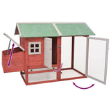 Chicken Cage Red 170x81x110 cm Solid Pine & Fir Wood 170863