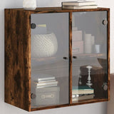 Wall Cabinet with Glass Doors Smoked Oak 68x37x68.5 cm 836494