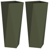 Planter 2 pcs Olive Green 30 x 30 x 75 cm Steel 883773