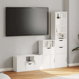 4 Piece TV Units with Storage ODDA White Solid Wood Pine 3365381