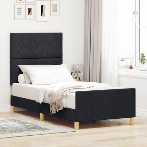 ZNTS Bed Frame Black 100x200 cm Fabric 3344783