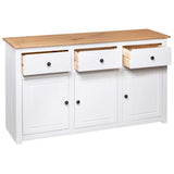 Sideboard White 135x40x80 cm Solid Pinewood Panama Range 282705