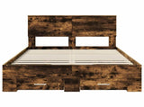 Bed Frame with Drawer Smoked Oak 120 x 190 cm Engineered Wood 3408285