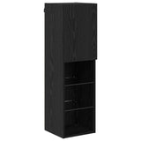 TV Wall Unit with LED 4 pcs Black Oak Engineered Wood 3402967