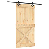 Sliding Door Natural and Black 100 x 210 cm Solid Pine Wood 3445078