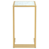 Computer Side Table White Marble 50x35x65 cm Tempered Glass 331648