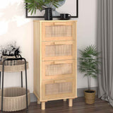 Sideboard Brown 40x30x90 cm Solid Wood Pine and Natural Rattan 345644