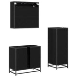 Bathroom Furniture Set 3 pcs Black Oak Engineered Wood 3402368