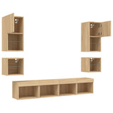 8 Piece TV Wall Units with LED Sonoma Oak Engineered Wood 3216592