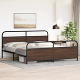 Metal Bed Frame without Mattress Brown Oak 193x203 cm 3318667