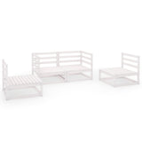 4 Piece Garden Lounge Set White Solid Wood Pine 3075380