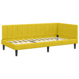 Corner Bed Frame with Headboard Yellow 90 x 190 cm Velvet 42016344