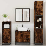 4 Piece Bathroom Furniture Set Smoked Oak Engineered Wood 3301197