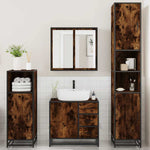 ZNTS 4 Piece Bathroom Furniture Set Smoked Oak Engineered Wood 3301197