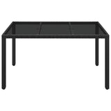 Garden Table with Glass Top Black 150x90x75 cm Poly Rattan 319899