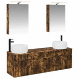 Bathroom Cabinet Set 5 pcs Smoked Oak Engineered Wood 3406635