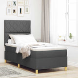 Box Spring Bed with Headboard Dark grey 90 x 190 cm Fabric 3339659