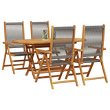 Garden Dining Set Folding 5 pcs Grey Solid Acacia Wood 3375738