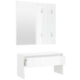 Hallway Furniture Set High Gloss White Engineered Wood 808789